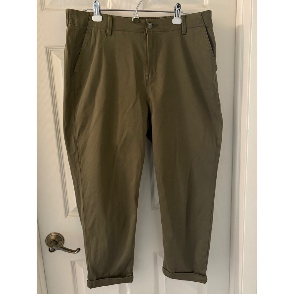 Gap Women's Olive Green Pull-On Stretch Chino Pants Cuffed Casual Sz 16